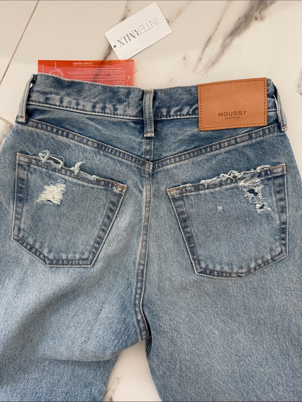 Moussy vintage Odessa Wide Light Blue Distressed Straight-Leg Jeans - Picture 4 of 6